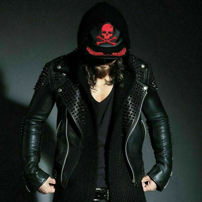 Latest mens full black heavy metal spiked studded punk gangster leather jacket