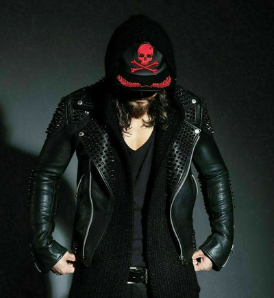 Latest Mens Full Black Heavy Metal Spiked Studded Punk Gangster Leather Jacket