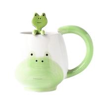 Cute Ceramic Animal Mugs With Spoon - Thumbnail 3