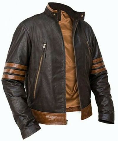 X Men Wolverine Brown Biker Leather Jacket Size XS to 6XL Movies Leather Jacket