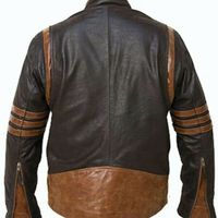 X Men Wolverine Brown Biker Leather Jacket Size XS to 6XL Movies Leather Jacket - Thumbnail 1