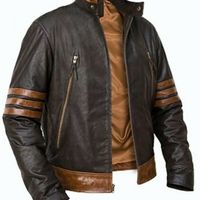 X Men Wolverine Brown Biker Leather Jacket Size XS to 6XL Movies Leather Jacket - Thumbnail 4