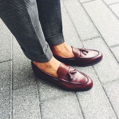 New men's burgundy leather loafer, burgundy tassel loafers,handmade men's loafer