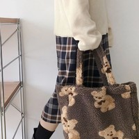 Plush Fluffy Kawaii Teddy Bear Bag - Thumbnail 8
