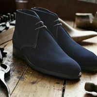 Elegant New Handmade Men's Chukka Boot, Men Navy Blue Suede Lace Up Casual Boot Made On Order - Thumbnail 1