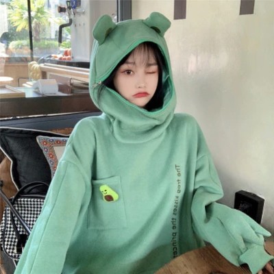 Kawaii winter warm frog hoodies