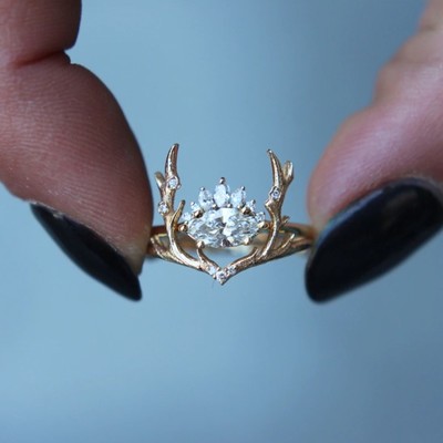 Exquisite cute elk antler women's ring - Thumbnail 2
