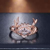 Exquisite Cute Elk Antler Women's Ring - Thumbnail 4