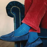 Decent suede blue loafers for men,handmade men loafers, suede loafers - Thumbnail 1