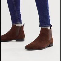 Handmade Brown Suede Dress Boots for Men, Ankle Boots for Office, Winters - Thumbnail 4