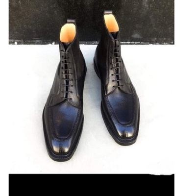 Handmade black leather dress boots for men, ankle boots for office, winters