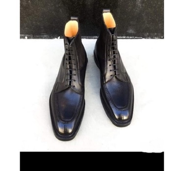 Handmade Black Leather Dress Boots for Men, Ankle Boots for Office, Winters