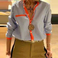 Long Sleeve Solid Color Striped Shirt - Thumbnail 1