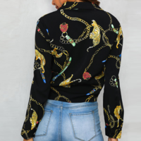 Casual Printed Long-Sleeved Shirt - Thumbnail 1