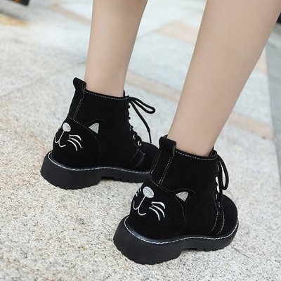 Cute cat face marten boots