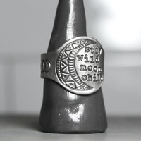 Stay Wild Moon Child Silver Crescent Ring - Thumbnail 2