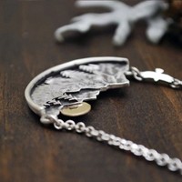 Adventure Awaits Mountain Landscape Silver Necklace - Thumbnail 1
