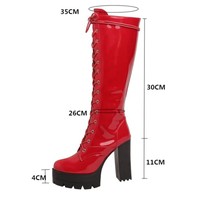 Gothic Lace up Women's High Heels Platform Boots - Thumbnail 3