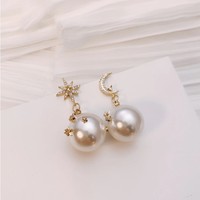 Beautiful Stars and Moon Pearl Earrings - Thumbnail 2
