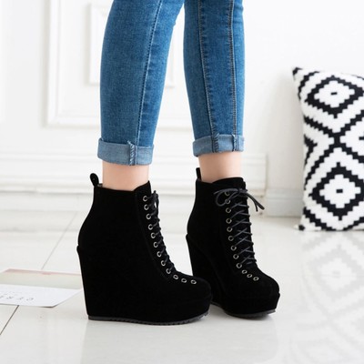 Autumn winter stylish lace-up women ankle boots  - Thumbnail 2