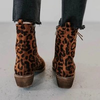 Chic Lace up Leopard Print Ankle Boots - Thumbnail 3