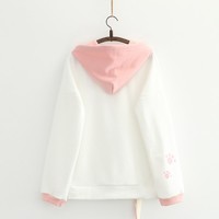 Japanese Kawaii Cat Winter Fleece Sweatshirt Casual Loose Long Sleeve Hoodies - Thumbnail 3