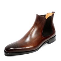 New Handmade Men's Luxury Customized Two Tone Leather Ankle Boots - Thumbnail 1