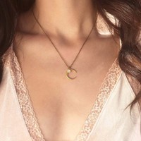 Crescent Moon Moonstone Chain Necklace - Thumbnail 3