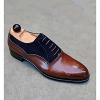 Handmade Men's Brown Brogue Lace Up Dress Shoes, Real Leather Suede Shoes - Thumbnail 4