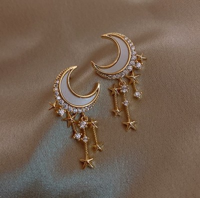 Beautiful Stars and Moon Dangle Earrings