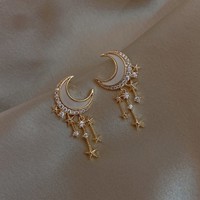 Beautiful Stars and Moon Dangle Earrings - Thumbnail 2