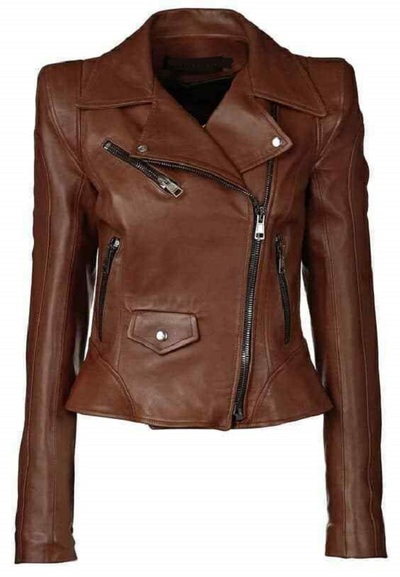 Women's Genuine Lambskin Real Leather Jacket Dark Brown Collared Zipper Coat