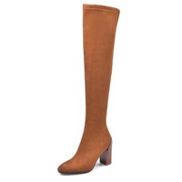 Sexy Suede Round Toe Boots - Thumbnail 3