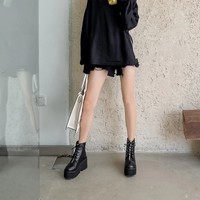 Black Punk Rivets Platform Boots - Thumbnail 4