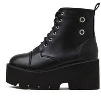 Black Punk Rivets Platform Boots - Thumbnail 2