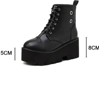 Black Punk Rivets Platform Boots - Thumbnail 3