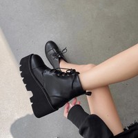 Black Punk Rivets Platform Boots - Thumbnail 5