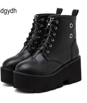 Black Punk Rivets Platform Boots