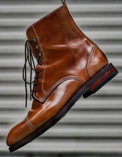 New Handmade Brown Cap Toe Ankle High Lace Up Rangers Boot 
