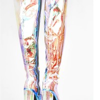 Clear PVC Platform Over the Knee Boots - Thumbnail 2