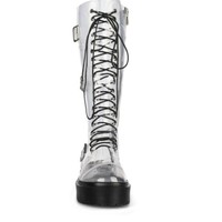 Chic Clear Transparent Cross Tied Platform Boots - Thumbnail 3
