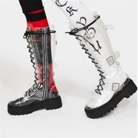 Chic Clear Transparent Cross Tied Platform Boots - Thumbnail 5