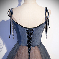 Blue tulle sequins long prom dress evening dress - Thumbnail 2