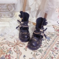 Black  Round Toe Platform Cut Out Gothic Punk Shoes - Thumbnail 1