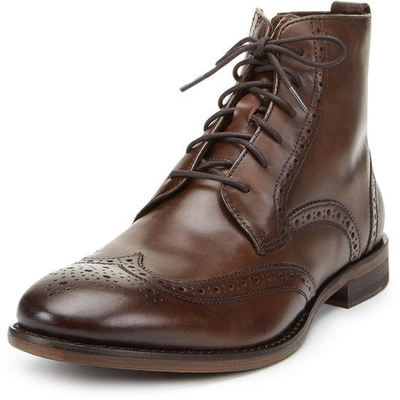 Luxury cheap price mens wingtip brogue chocolaty brown leather boots, men handmade tan ankle leather boots for mens - Thumbnail 4