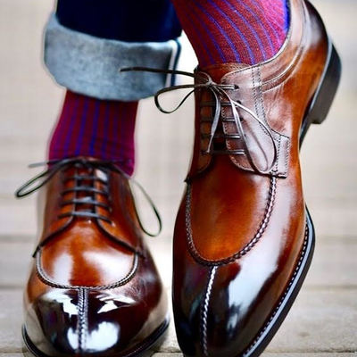 Hot sale best two tone split toe handmade leather office wear lace up men's shoes - Thumbnail 5