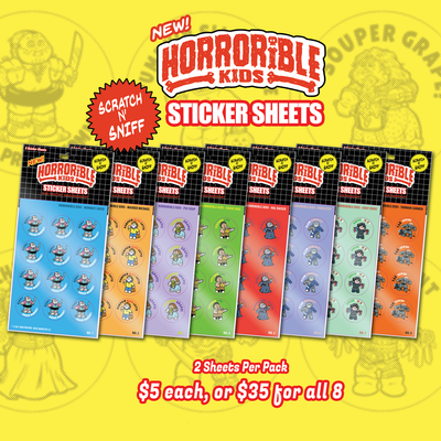 Horrorible kids - scratch n sniff sticker sheets