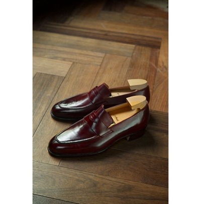 Handmade Men's Round Toe Moccasin Business Shoes, Real Leather Office Shoes