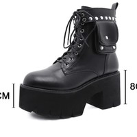 Rivets Gothic Black Short Motorcycle Boots  - Thumbnail 5