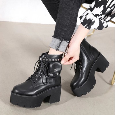Rivets gothic black short motorcycle boots  - Thumbnail 3